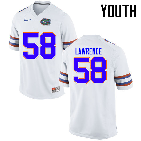 Youth Florida Gators #58 Jahim Lawrence College Football Jerseys Sale-White - Click Image to Close